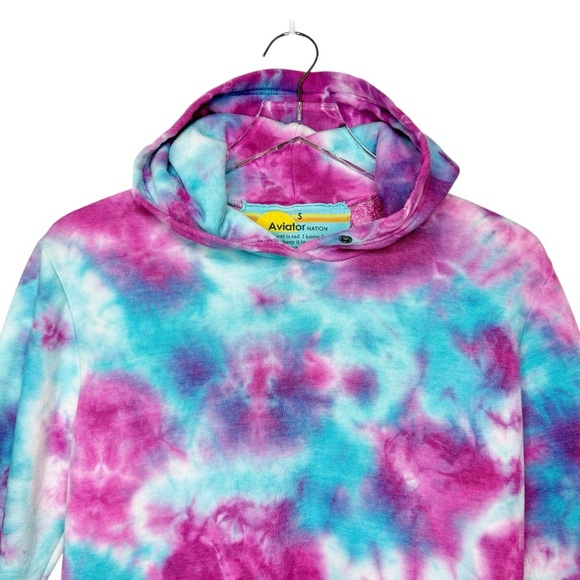 Aviator Nation Tie Dye Cropped Women’s Sweatshirt Hoodie Sz S - Picture 3 of 14
